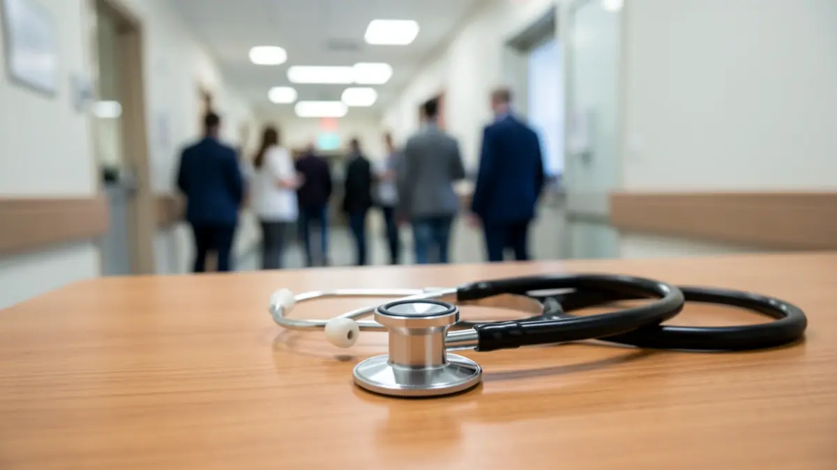 Imagen genérica de un estetoscopio sobre una mesa médica en un entorno hospitalario.