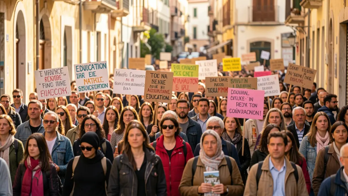 Imatge genèrica d'una manifestació de docents pels carrers de València.