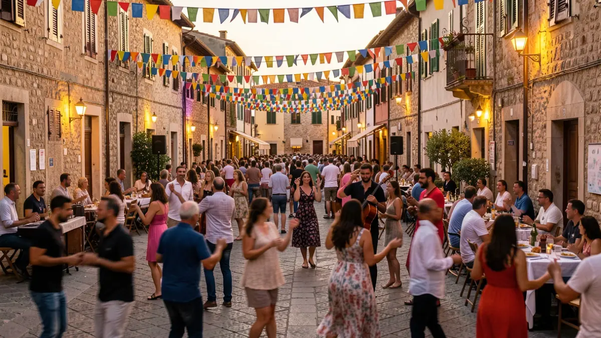 Imatge genèrica d'una festa popular al carrer amb gent i decoracions.