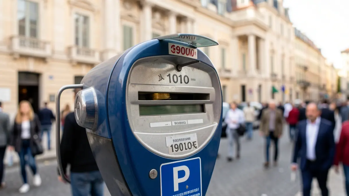 Generic image of a parking meter with a 19 million euro coin.