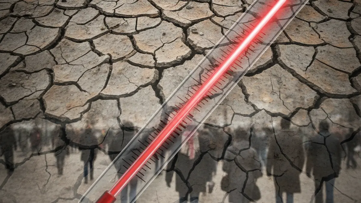Imatge genèrica d'un termòmetre amb temperatura en augment i terra seca, simbolitzant el canvi climàtic.