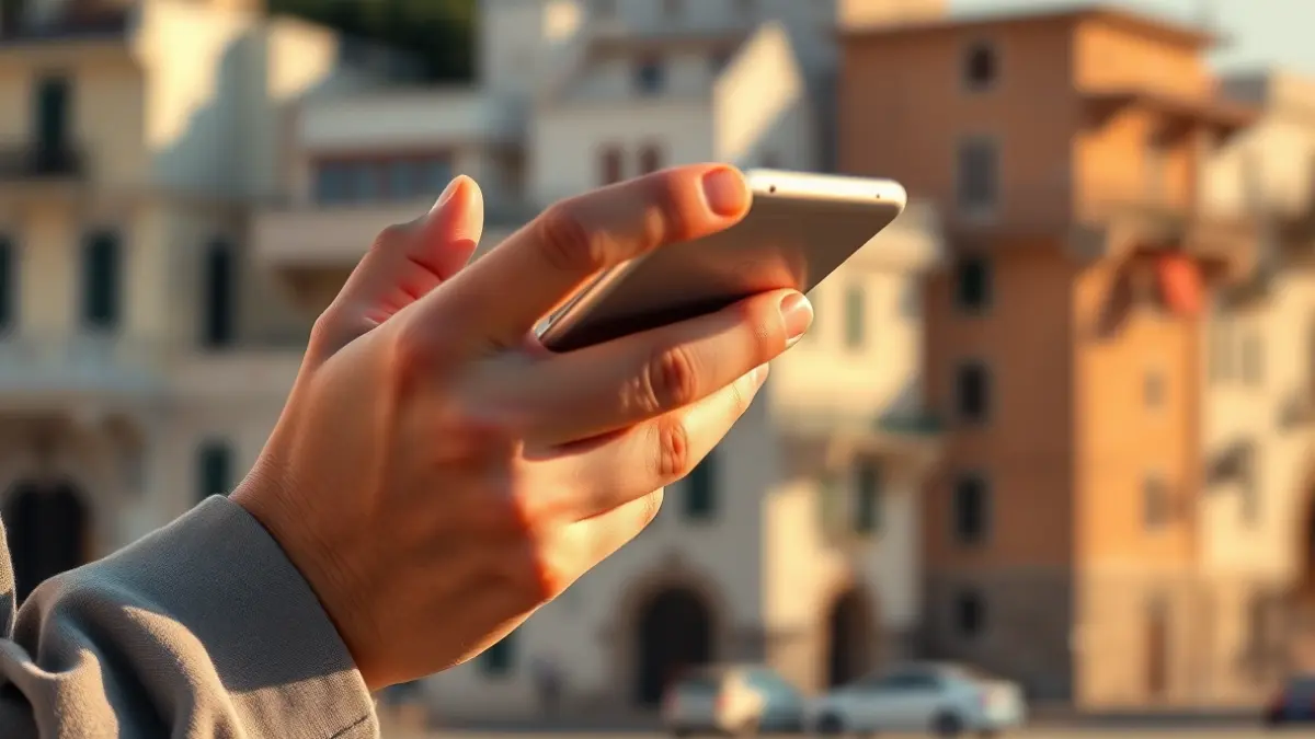 Imatge genèrica de mans de joves interactuant amb un telèfon mòbil en un entorn urbà.