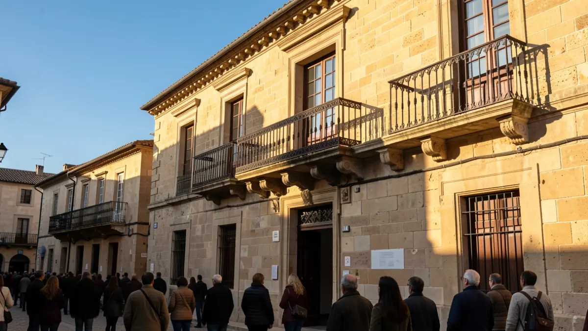 Imatge genèrica de la façana d'un ajuntament valencià amb balcó i baranes de ferro, il·luminat pel sol de la vesprada.