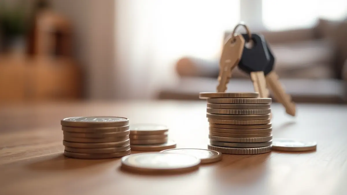 Imatge genèrica de monedes d'euro i claus, simbolitzant el cost del lloguer.
