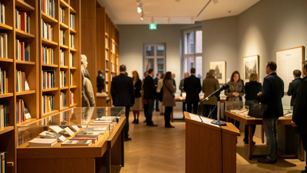 Imatge genèrica d'un espai cultural amb il·luminació càlida i elements museístics.