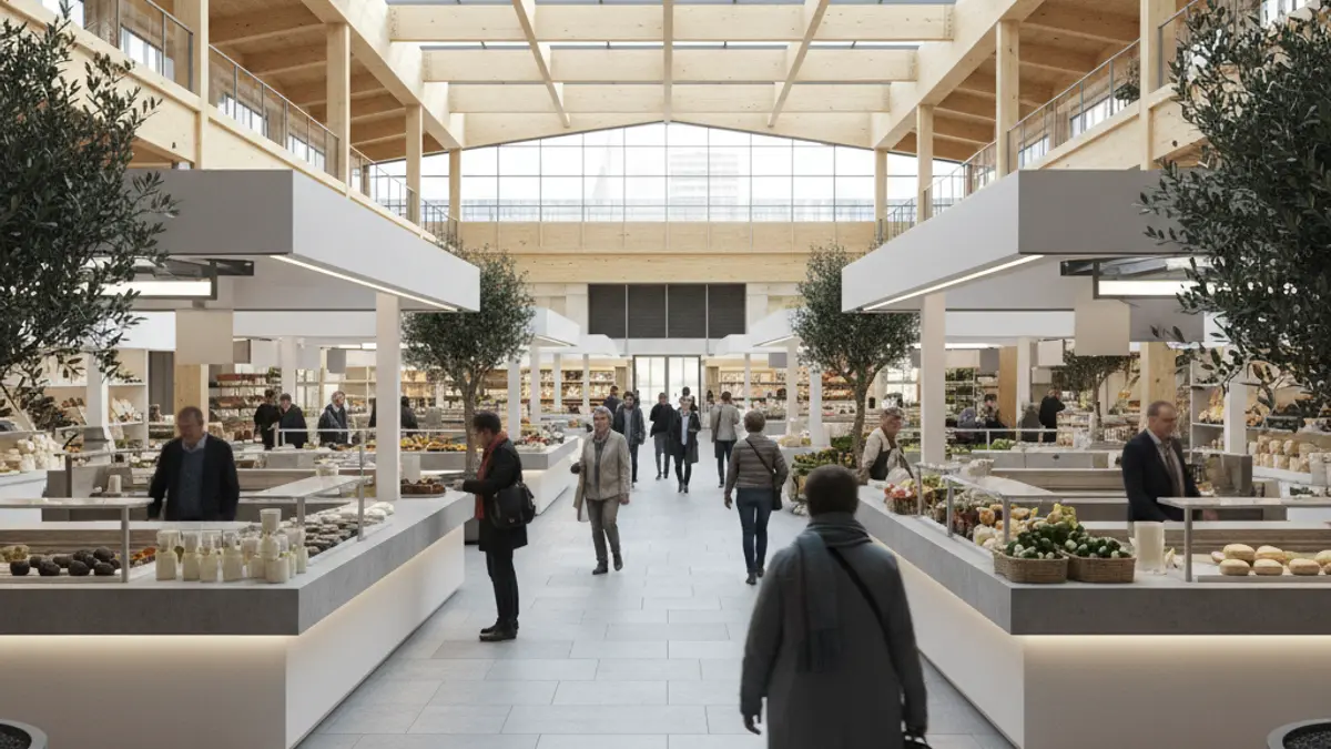 Imatge del nou mercat de Sant Joan d'Alacant, amb un disseny modern i espaiós.