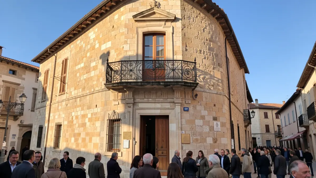Façana de l'Ajuntament de Mislata en una vesprada assolellada.