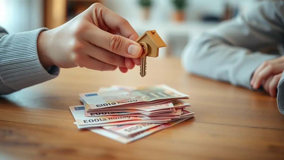 Generic image of hands exchanging a house key over money, symbolizing family financial support for housing.