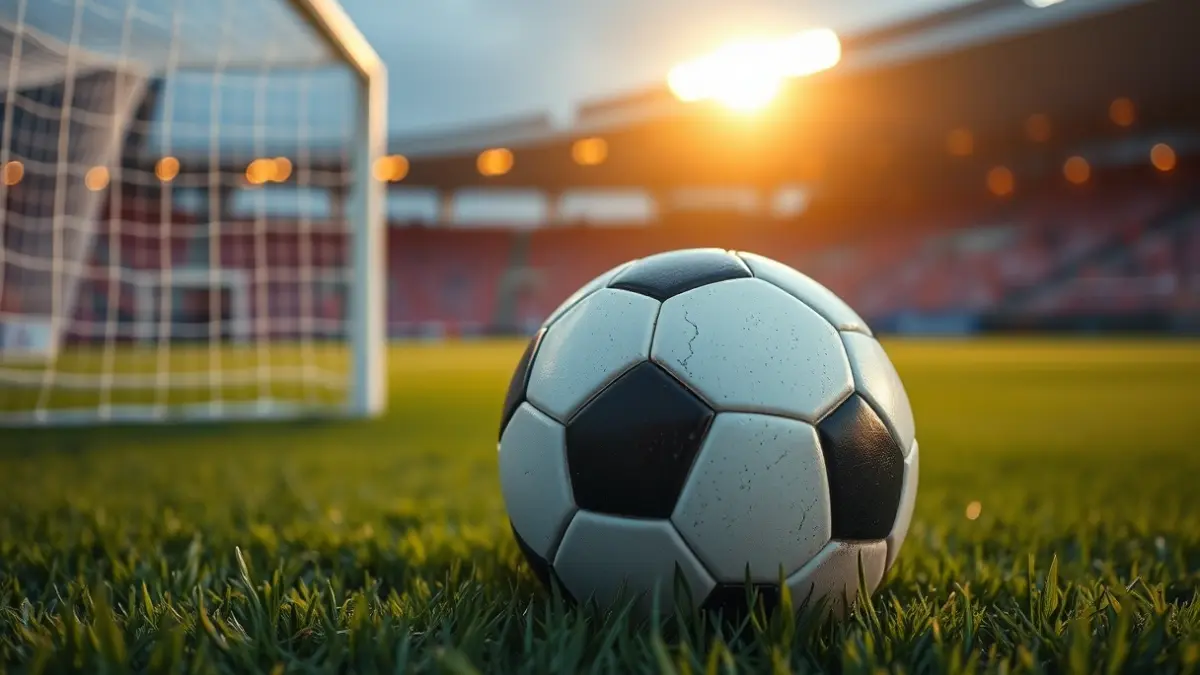 Imagen genérica de un balón de fútbol en el césped de un estadio.