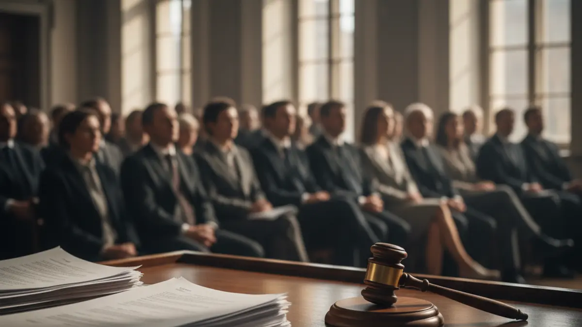 Imatge genèrica de documents legals i un martell de jutge sobre un escrit de fusta, suggerint un procediment judicial.