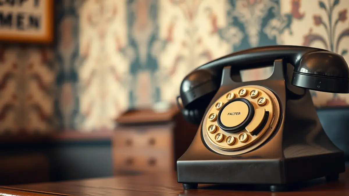 Imagen genérica de un teléfono antiguo de disco sobre un escritorio de madera.