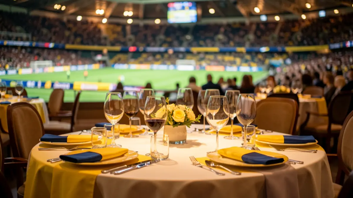 Imatge genèrica d'un dinar de celebració en un restaurant amb detalls de futbol.