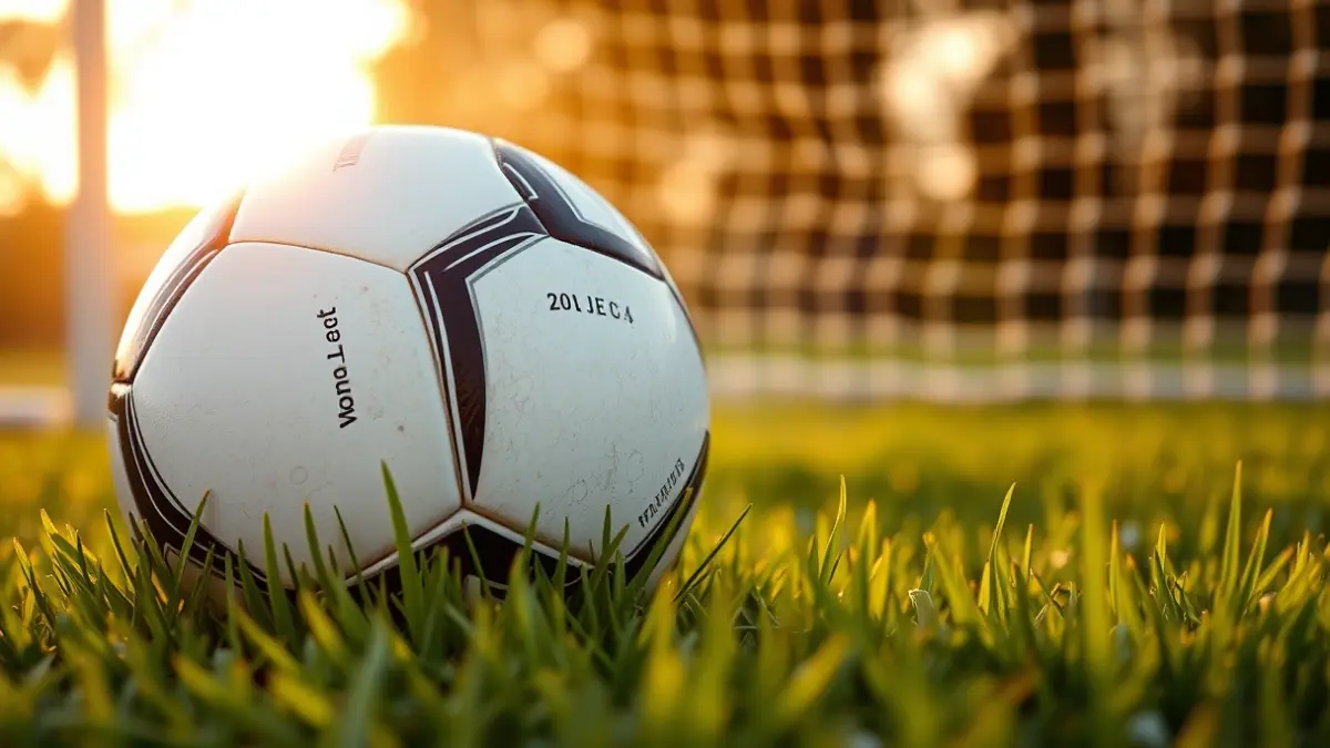 Imatge genèrica d'una pilota de futbol sobre la gespa, amb la porteria desenfocada al fons.