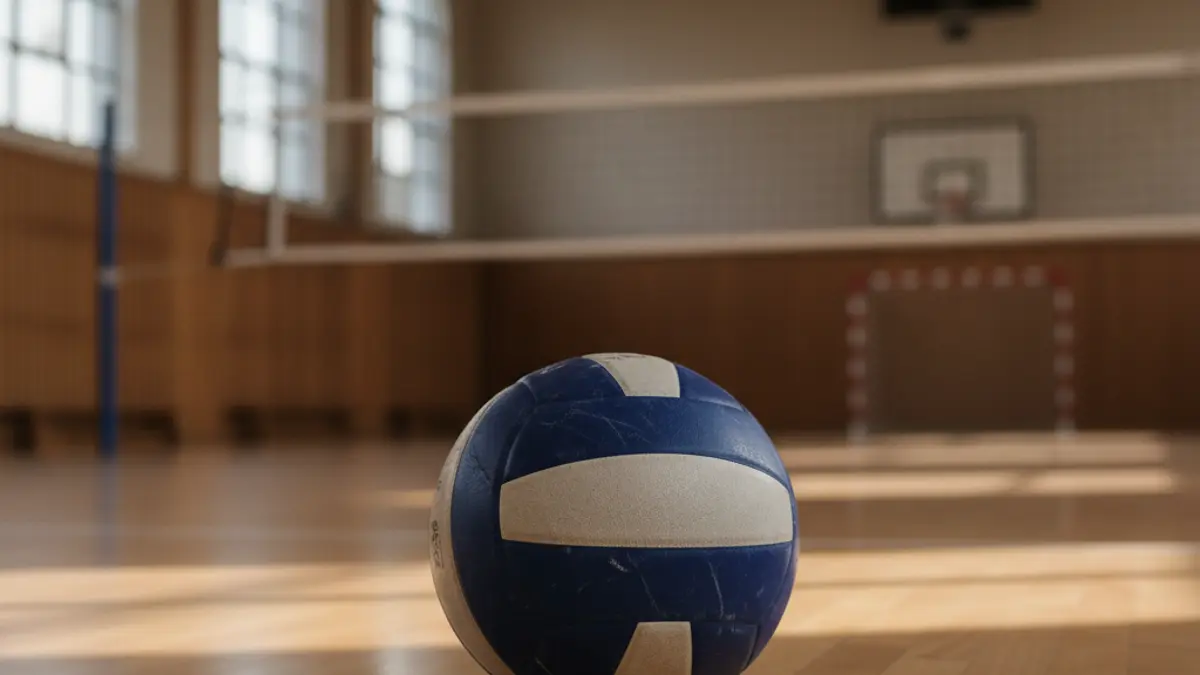 Imagen genérica de un balón de voleibol en una cancha.