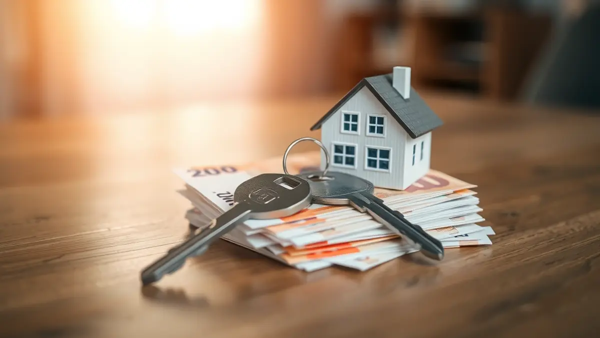 Imatge genèrica d'una clau de casa sobre bitllets d'euro, simbolitzant el cost de l'habitatge.