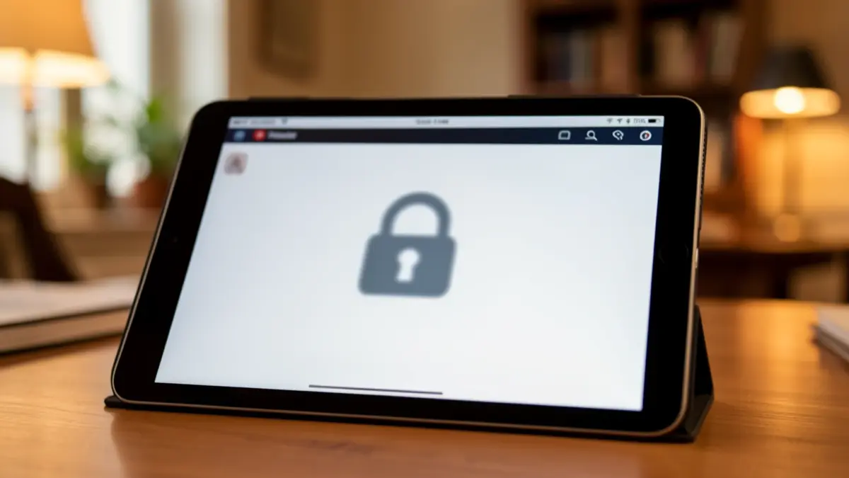 Generic image of a digital tablet with a banking interface and a security icon.
