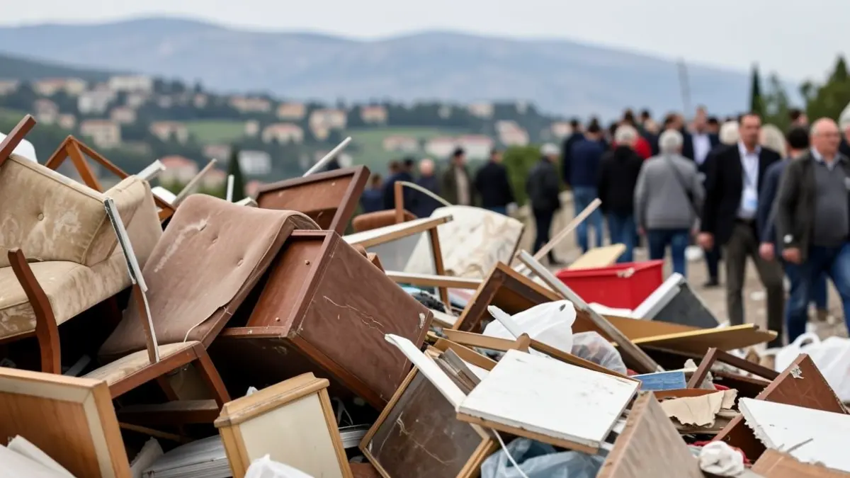 Generic image of debris and broken furniture after a disaster.