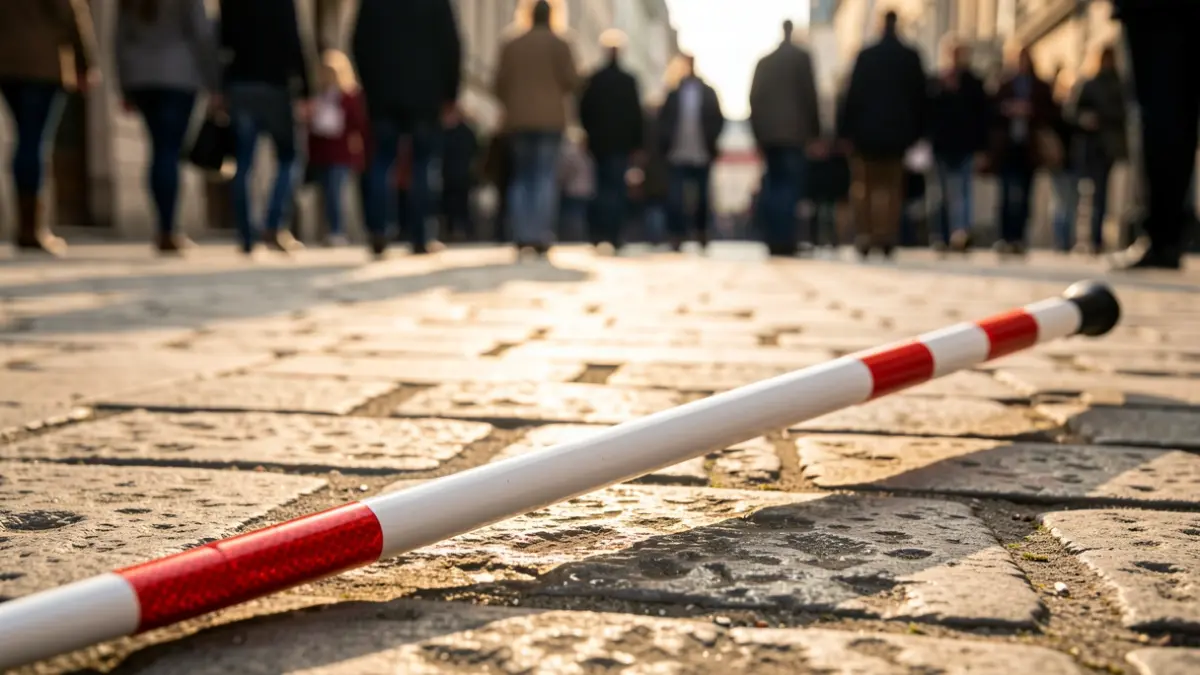Imatge genèrica d'un bastó blanc per a persones amb discapacitat visual.