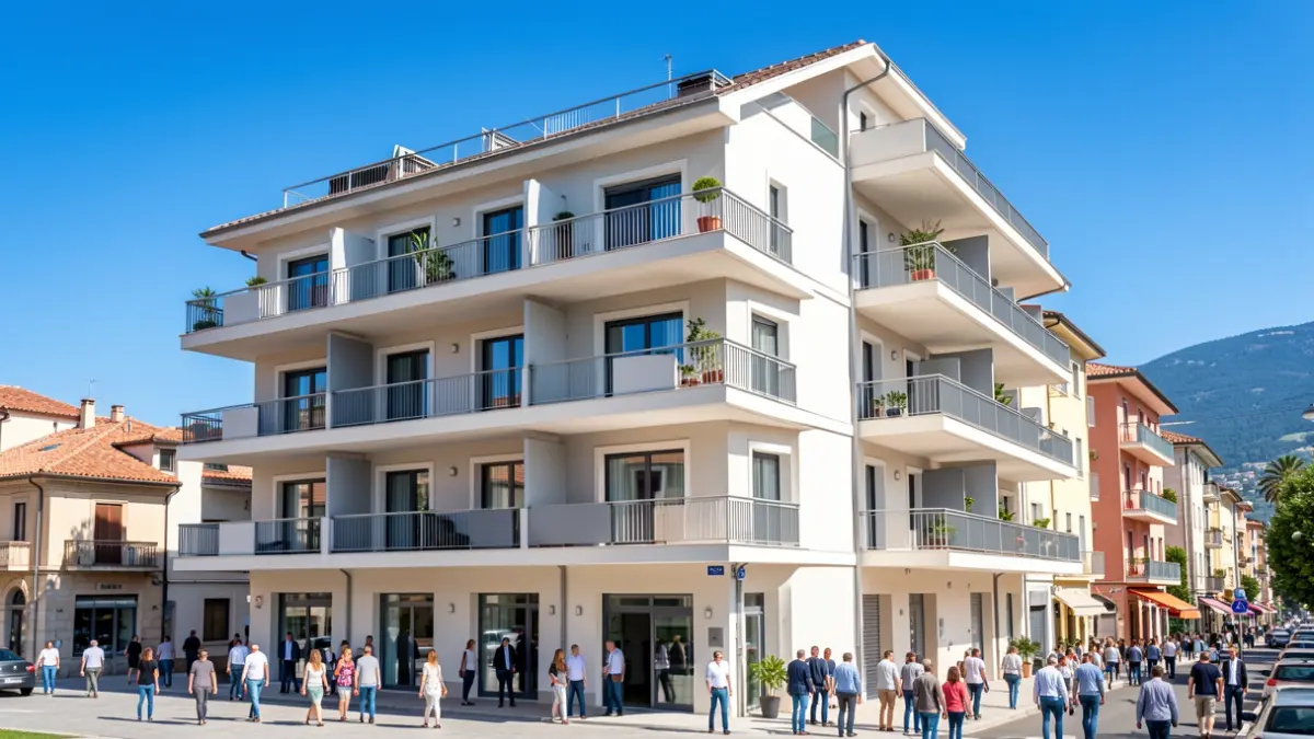 Imagen genérica de un edificio de apartamentos moderno en una ciudad mediterránea.