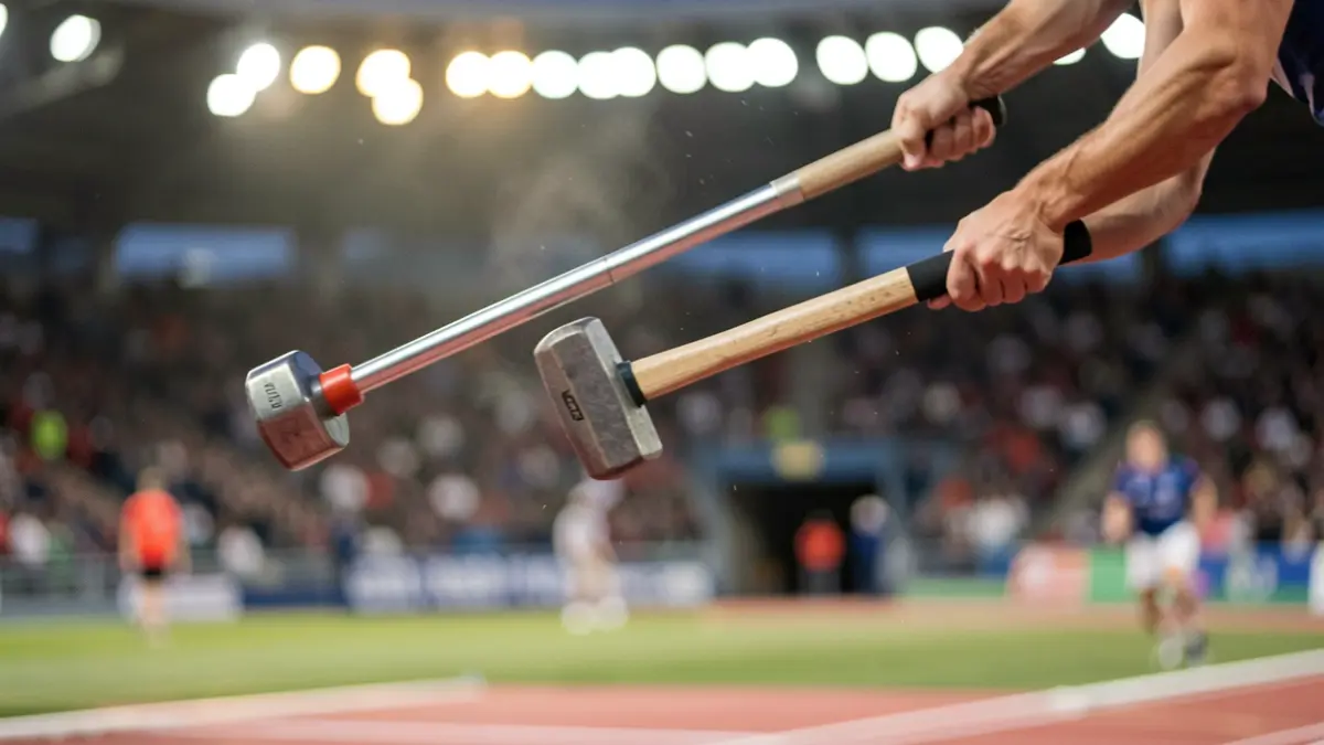 Imagen genérica de un lanzamiento de martillo en un estadio de atletismo.