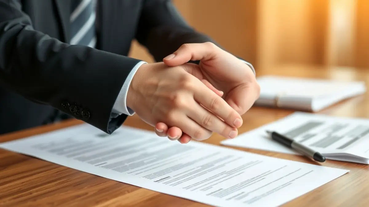 Imatge genèrica de dos mans encaixant en un entorn d'oficina, simbolitzant la col·laboració empresarial internacional.
