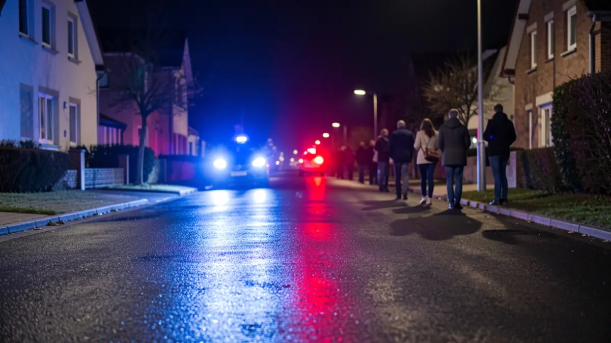 Imagen genérica de luces de emergencia reflejándose en asfalto mojado.