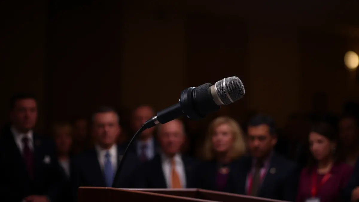 Generic image of a microphone on a podium, symbolizing official communication.
