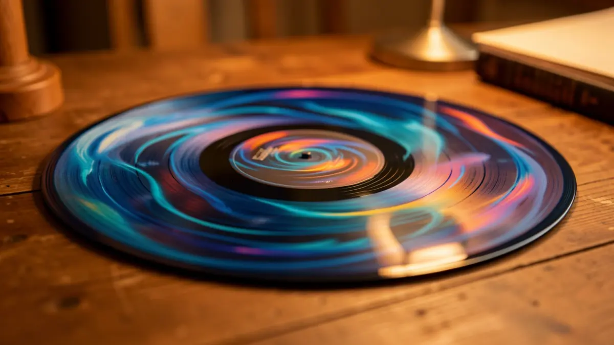 Imagen genérica de un disco de vinil con colores abstractos.