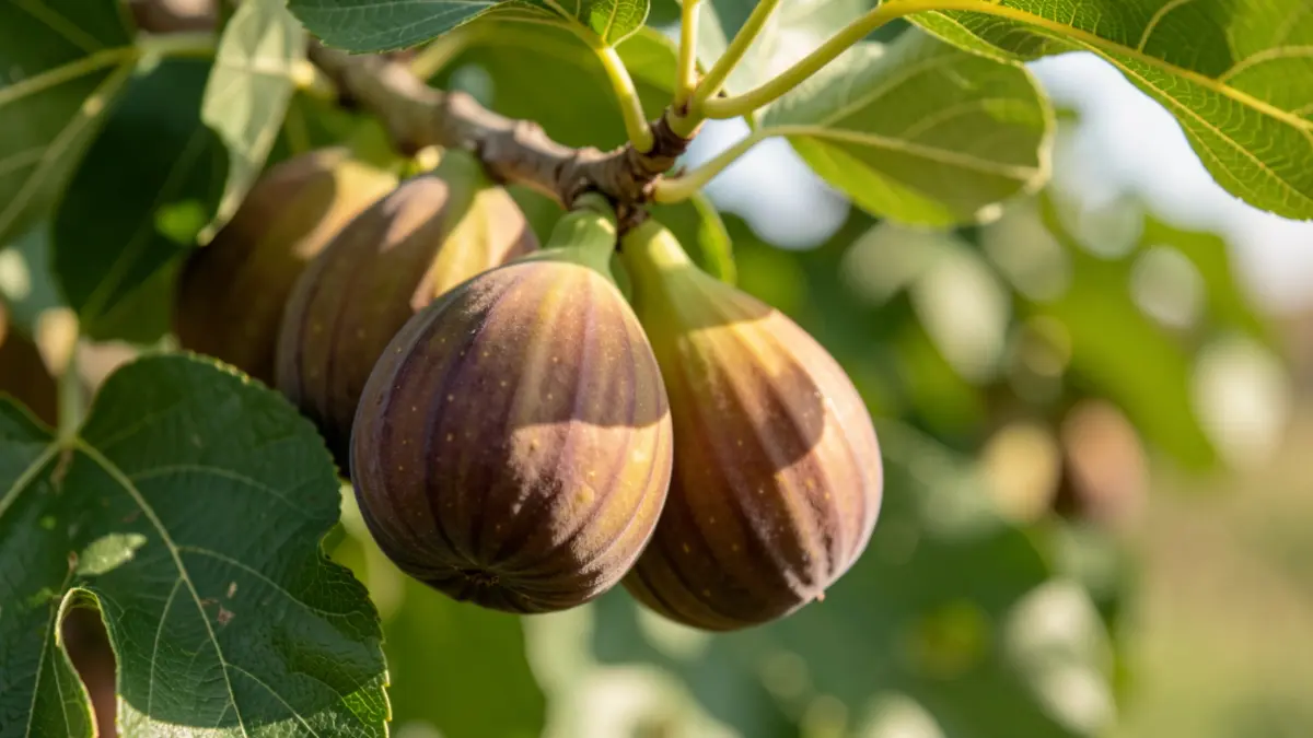 Imatge genèrica de figues breva madures en una branca.