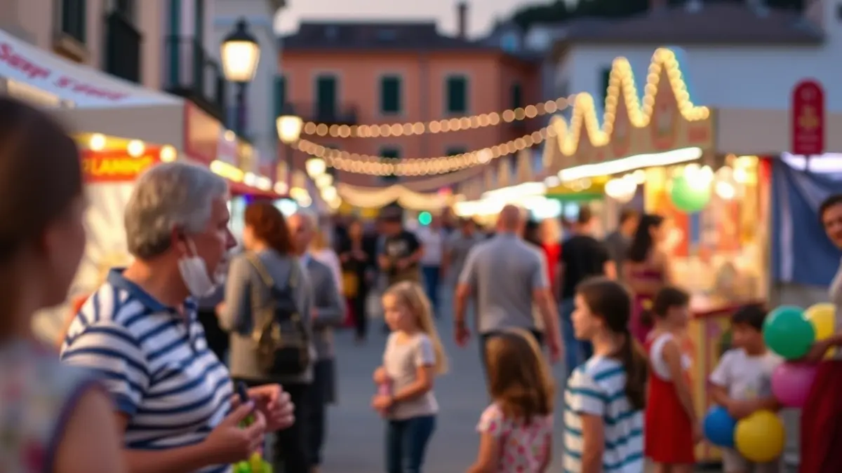 Imatge d'una fira amb activitats infantils, globoflèxia i pintacares, en un ambient festiu i familiar.