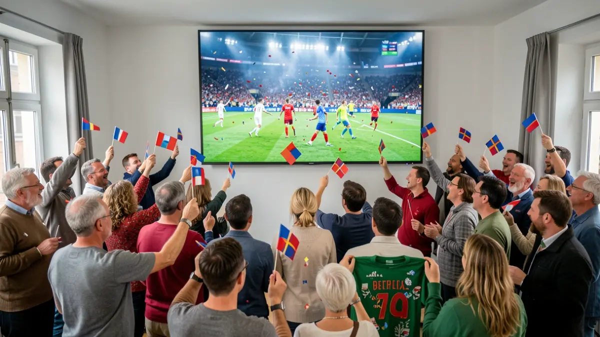 Imatge genèrica d'un grup de persones celebrant un partit de futbol.
