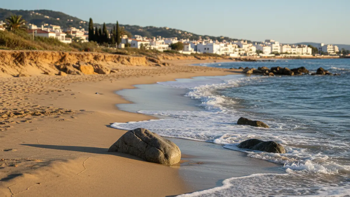 Generic image of a beach with coastal erosion and gentle waves.