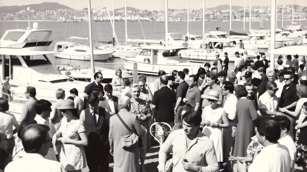Archive image of a social gathering at a yacht club in Alicante in the 1960s.