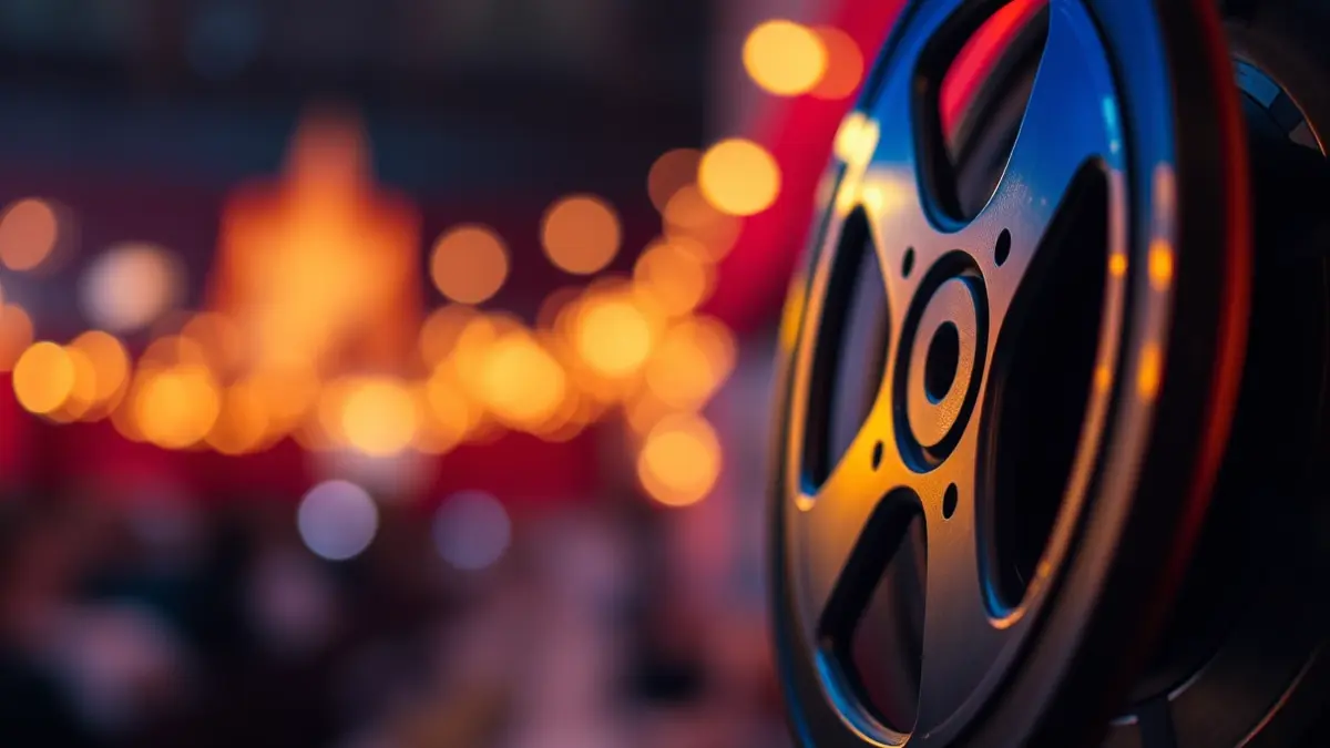 Generic image of a film reel with blurred lights in the background, evoking a cinema or festival atmosphere.