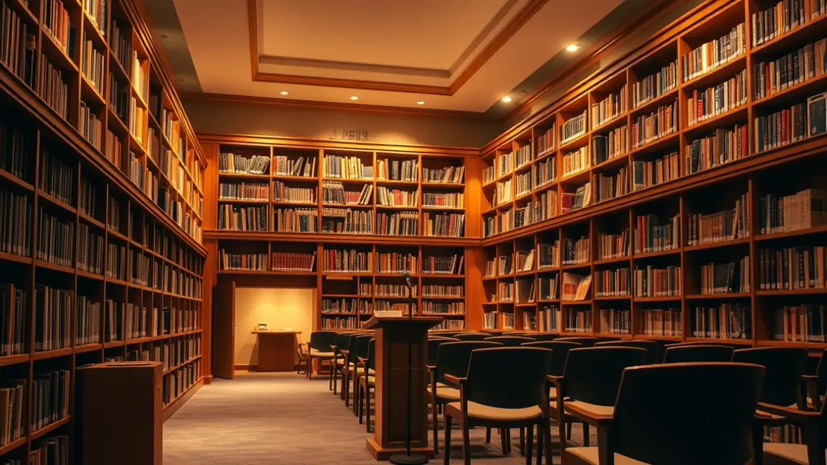 Imagen genérica de una librería con estanterías de madera y un ambiente acogedor.