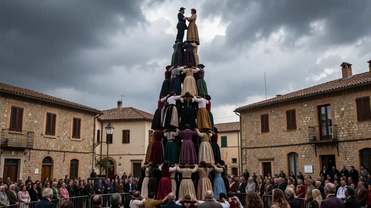 Imatge genèrica d'una figura de la Nova Muixeranga d'Algemesí.