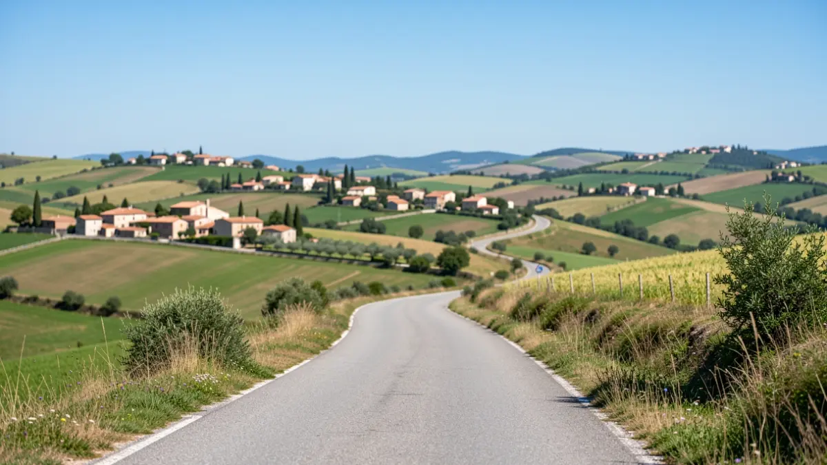 Imatge genèrica de carreteres rurals valencianes amb pobles al fons.