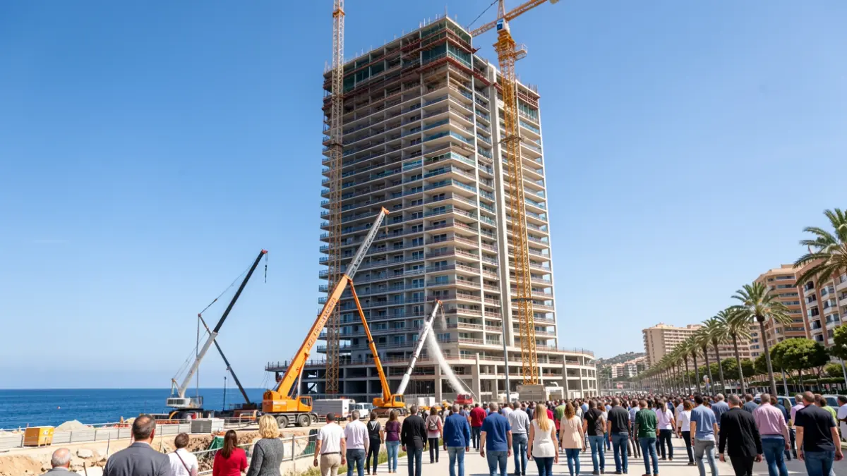 Imatge genèrica d'un lloc de construcció d'un gratacel residencial a Benidorm.