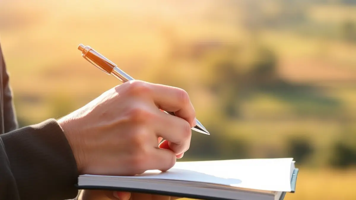 Imatge genèrica d'un estudiant universitari prenent notes en un entorn rural.