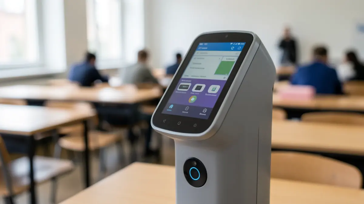 Generic image of an electronic device detector in a university examination setting.