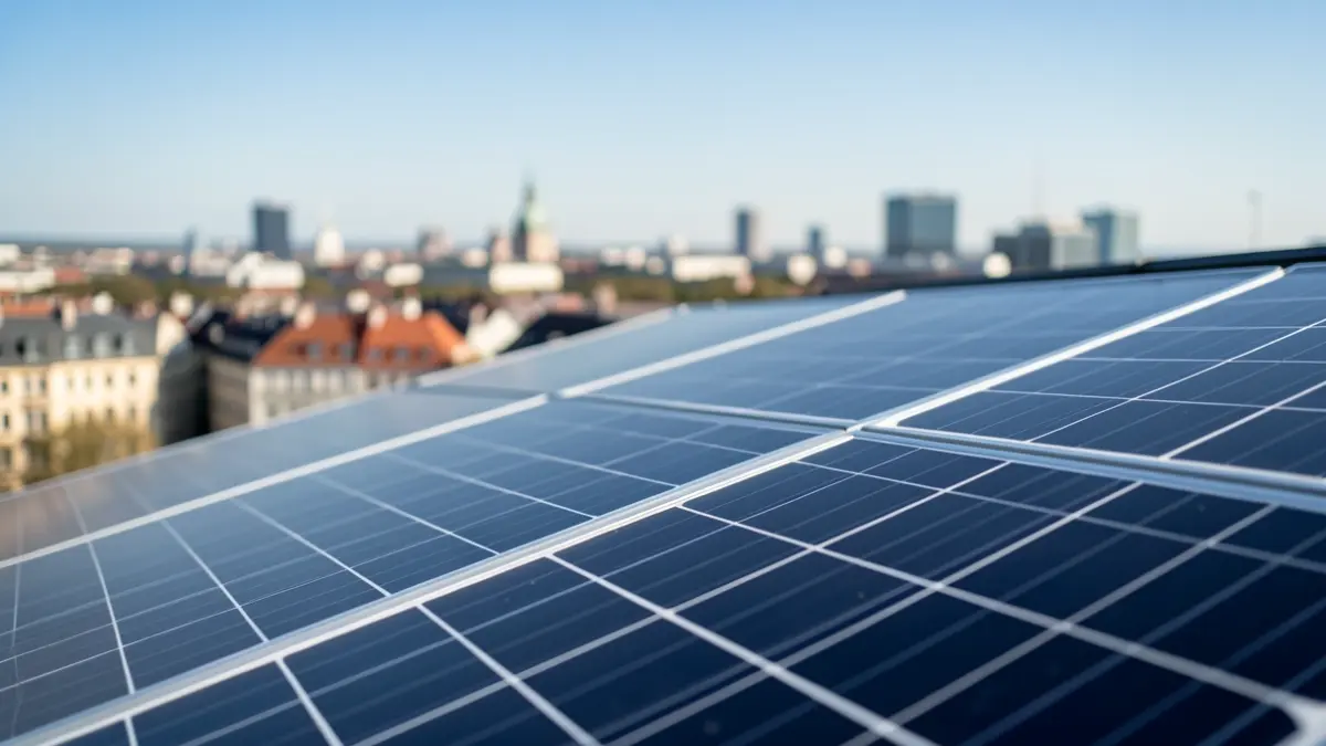 Generic image of solar panels installed on an urban rooftop.
