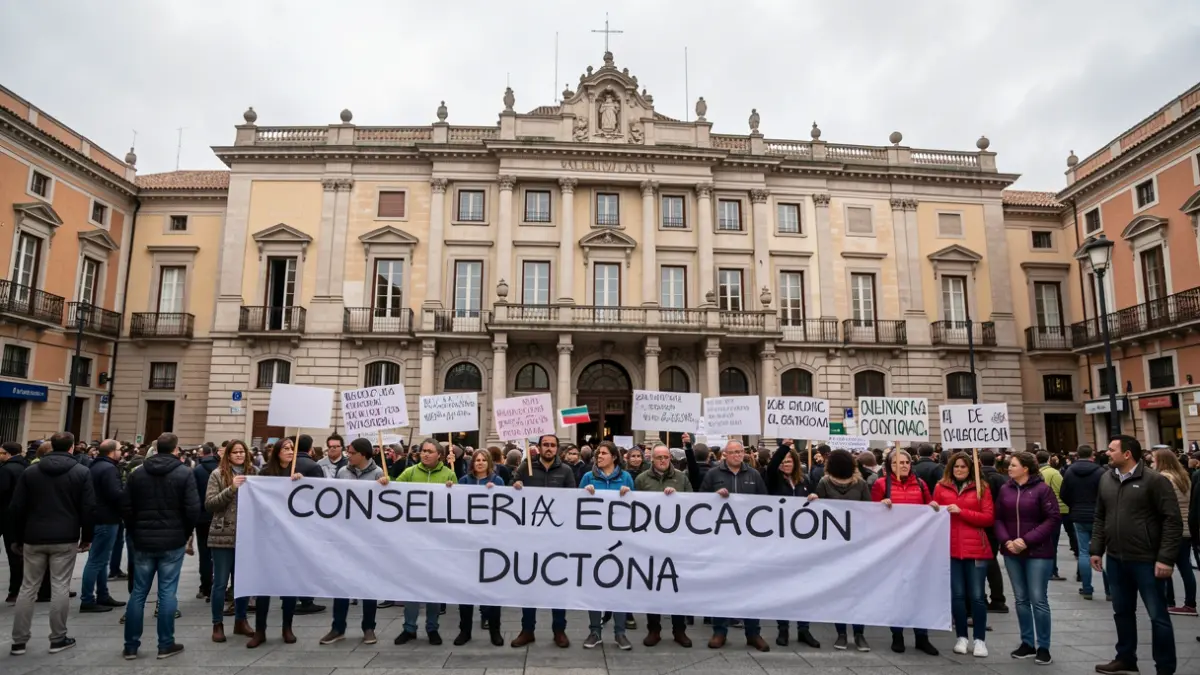 Imatge genèrica de manifestants davant la Conselleria d'Educació a València.