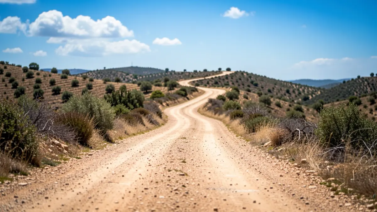 Generic image of a dirt road section in a Mediterranean landscape.