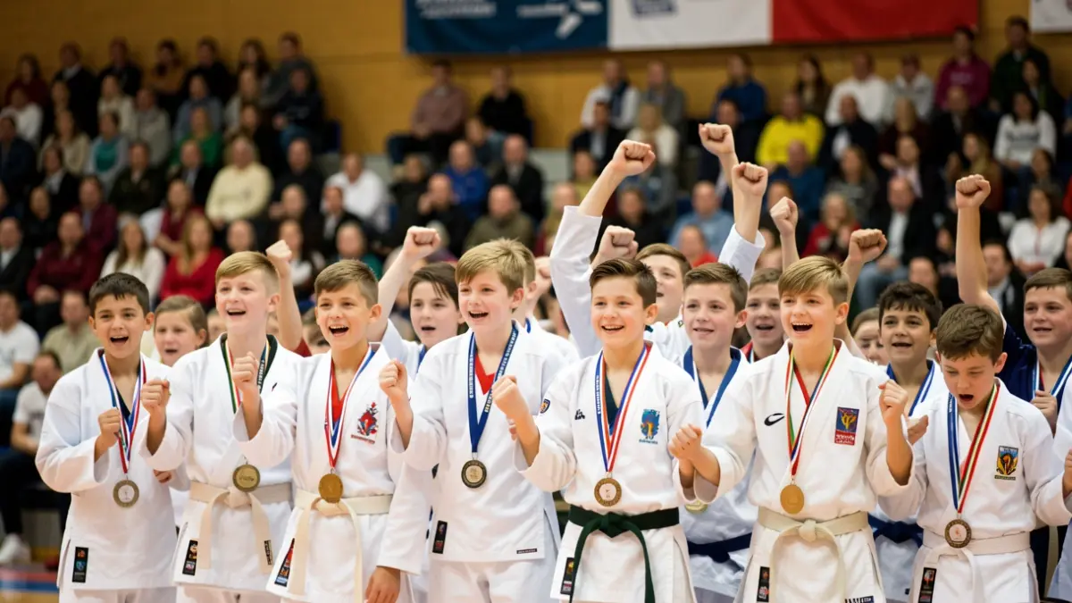 Generic image of athletes celebrating medals.