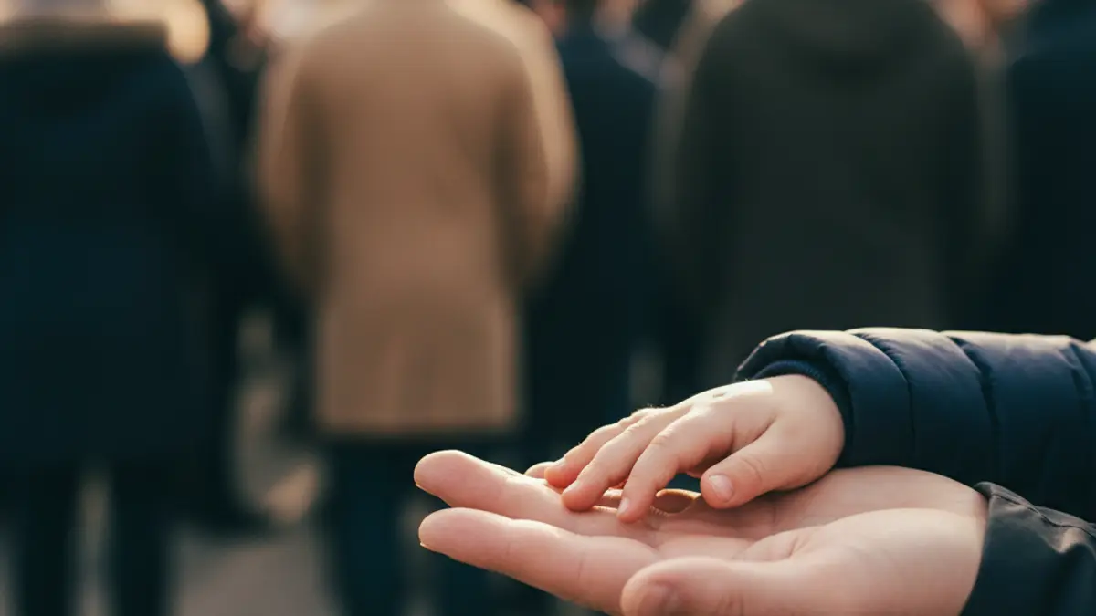 Generic image of a child's and an adult's hands, symbolizing support and inclusion.