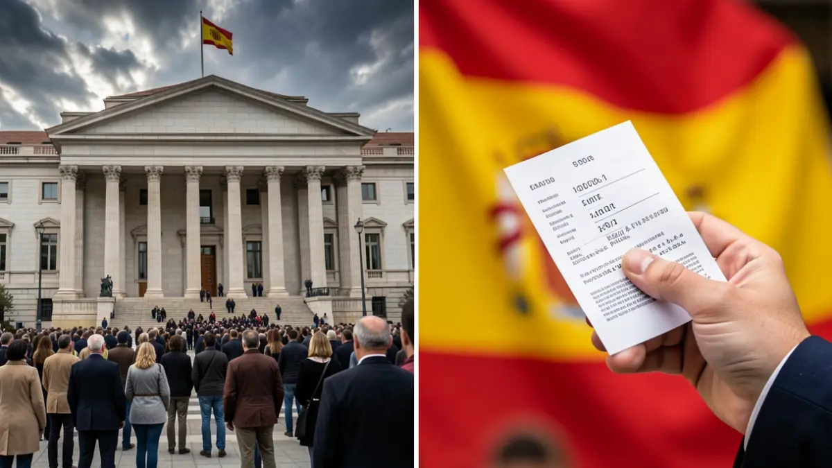 Generic image of a Spanish parliamentary building and a hand holding a ballot paper.