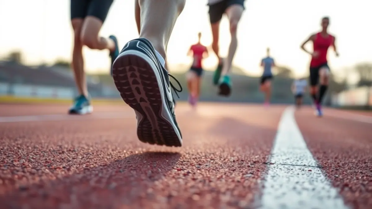 Imatge genèrica d'unes sabatilles de córrer en una pista d'atletisme.
