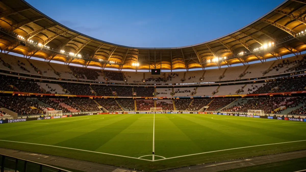 Generic image of the empty Mestalla stadium at dusk.