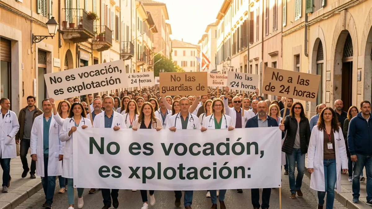 Generic image of doctors protesting with banners.