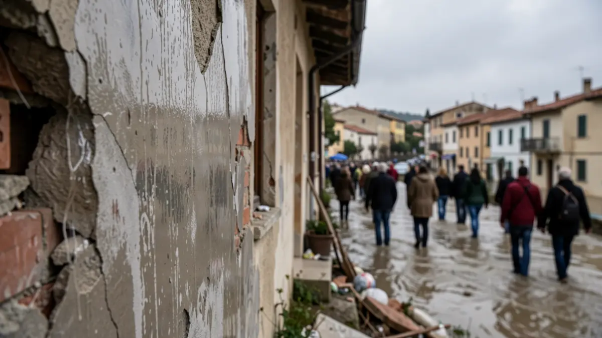 Generic image of flood damage on a house facade.